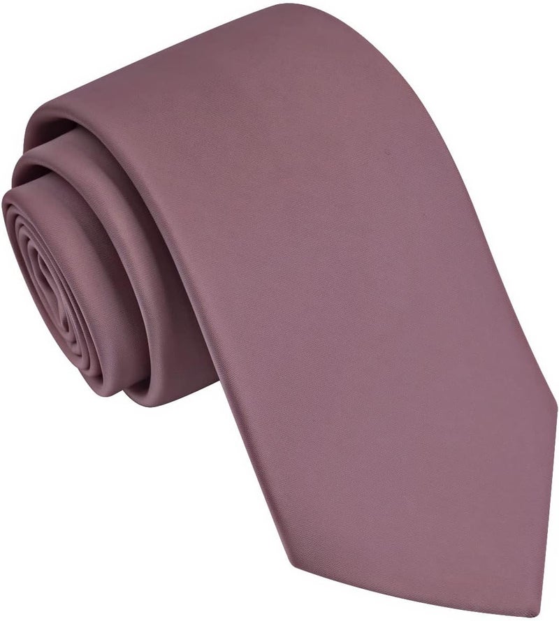 Branduce 3.15"（8cm） Mens Solid Satin Tie Pure Color Necktie + Gift Box - Image 1